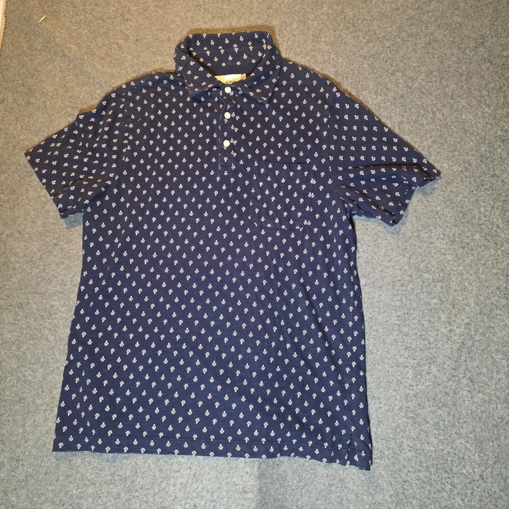 Goodfellow And Co Men's Navy Blue Polo Shirt Geometric Pattern Large 571